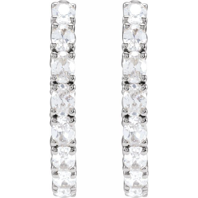 14K White 2 5/8 CTW Natural Diamond Inside-Outside 20.6 mm Hoop Earrings
