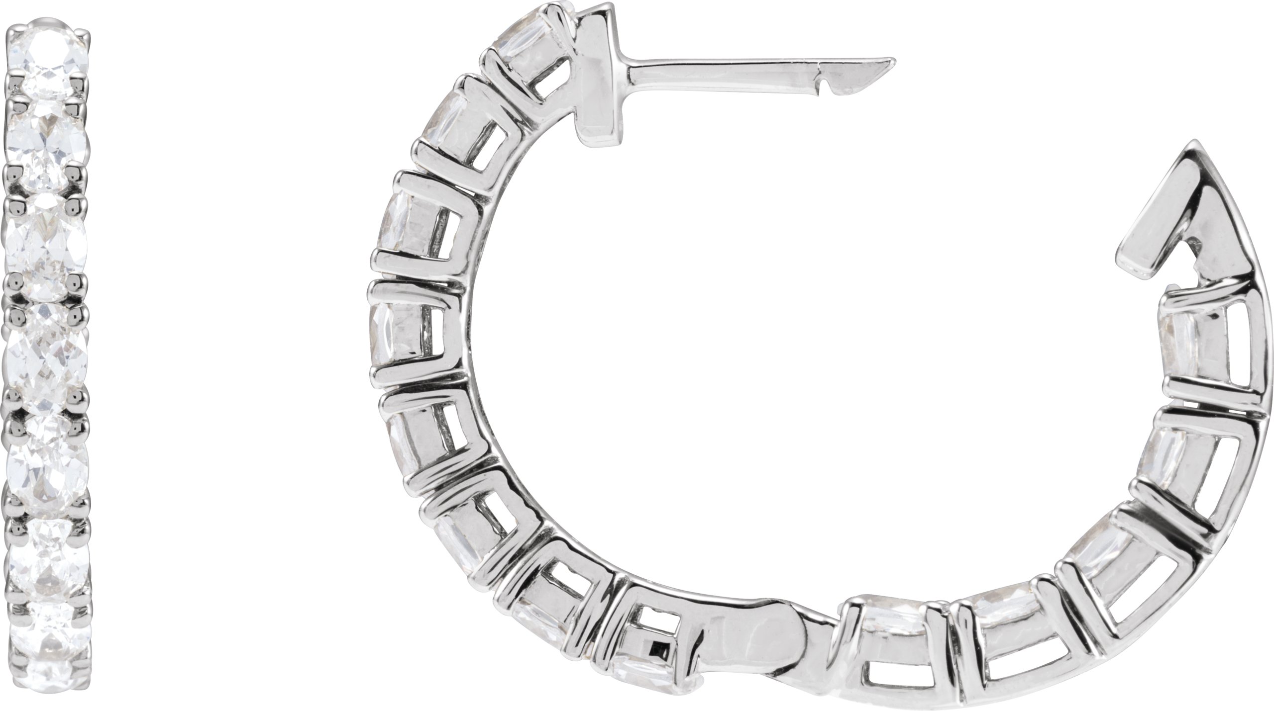 14K White 2 5/8 CTW Lab-Grown Diamond Inside-Outside 20.6 mm Hoop Earrings