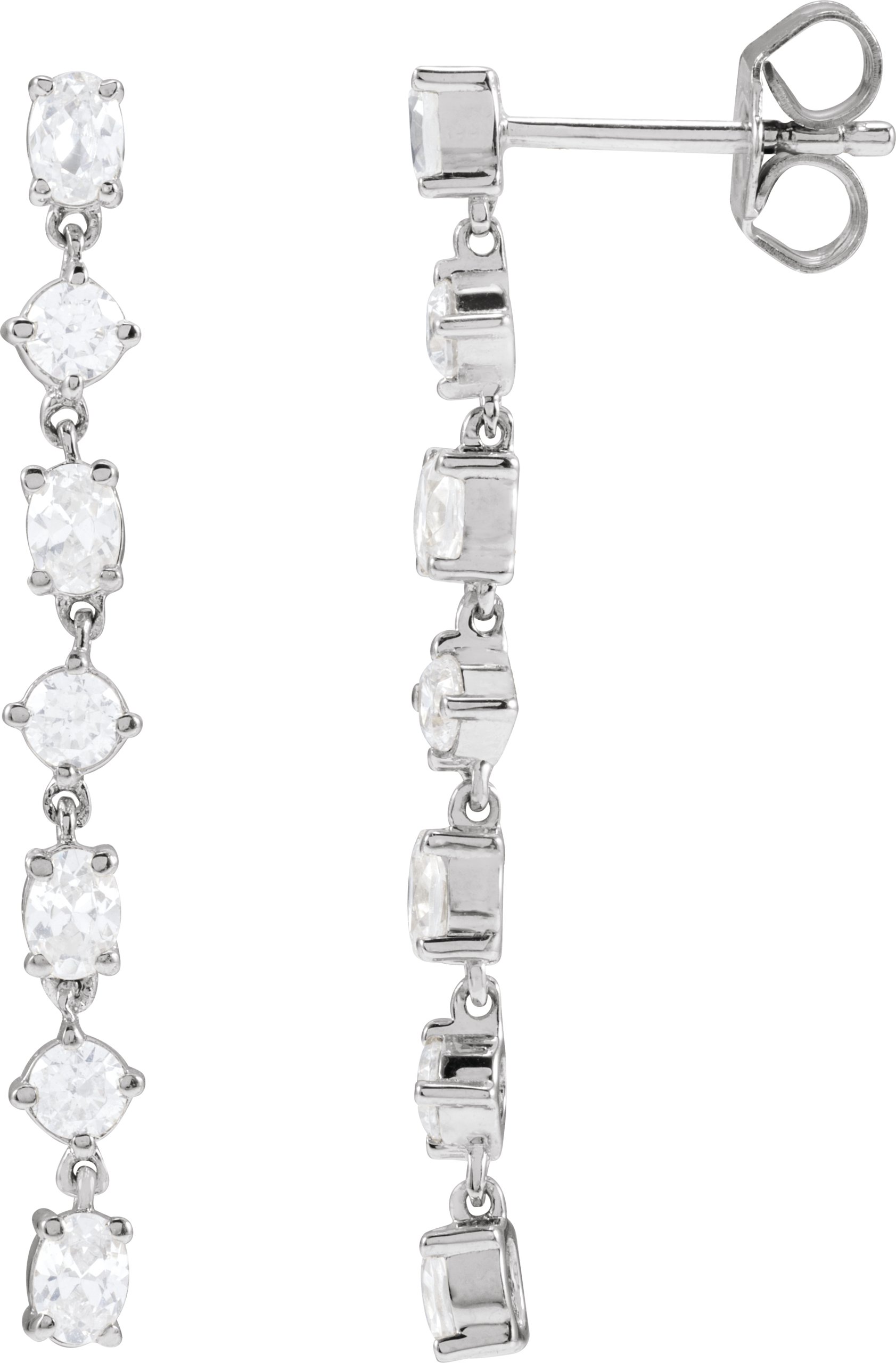 14K White 1 1/5 CTW Lab-Grown Diamond  Dangle Earrings