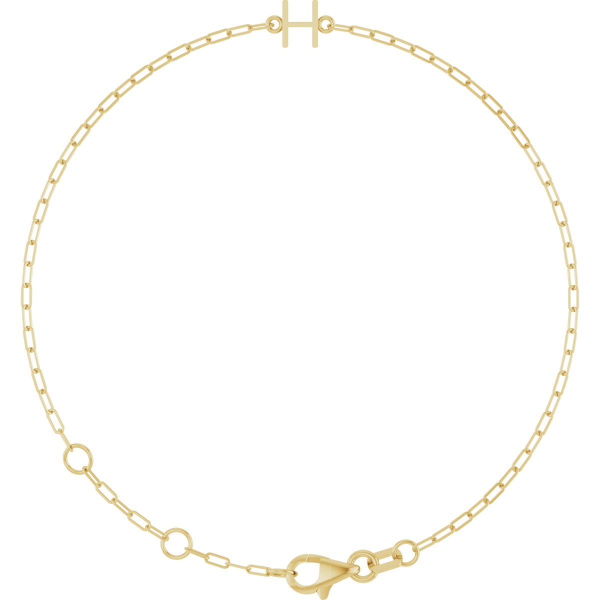 14K Yellow Sans Serif Initial H 6 1/2-7 1/2 Bracelet