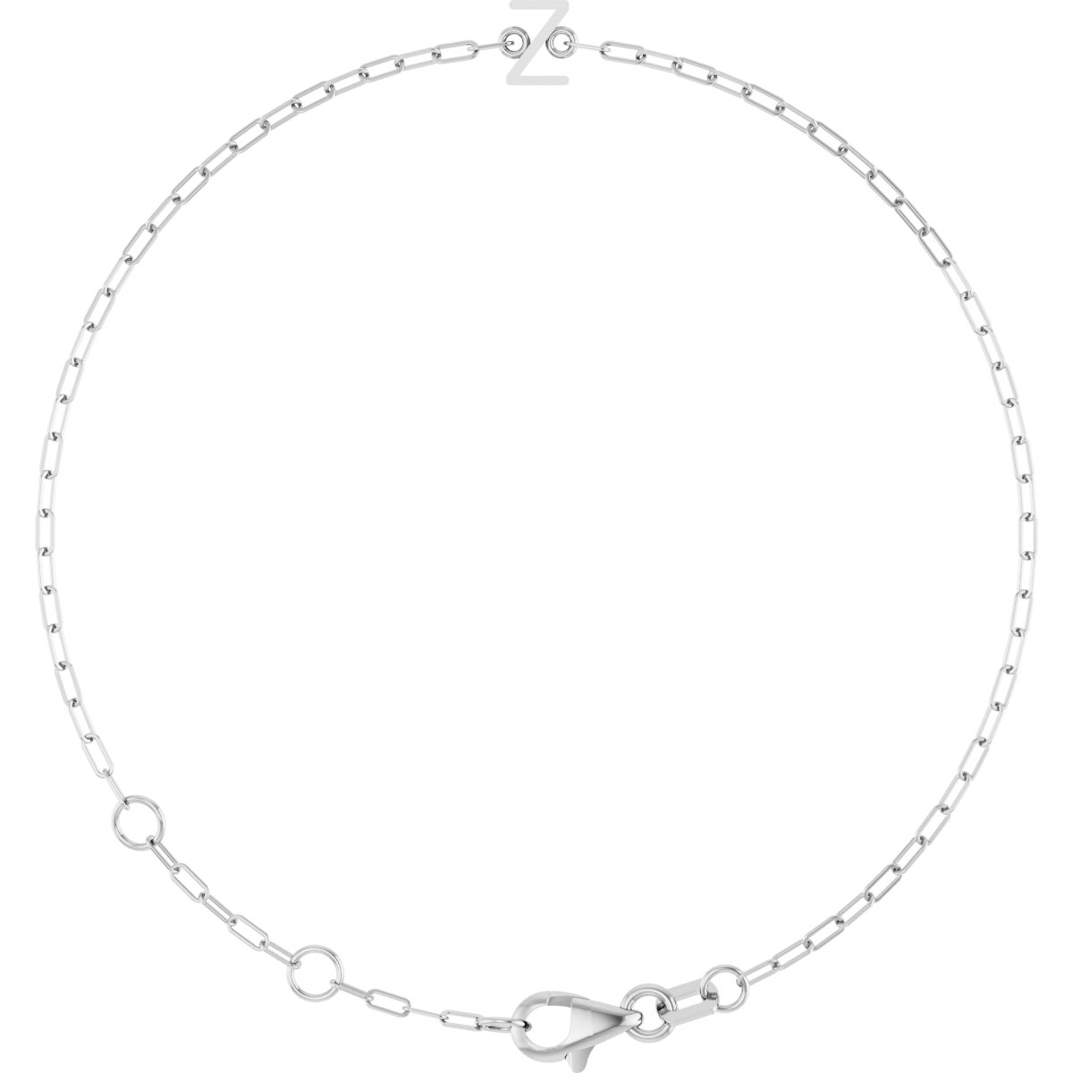 Sterling Silver Sans Serif Initial Z 6 1/2-7 1/2 Bracelet