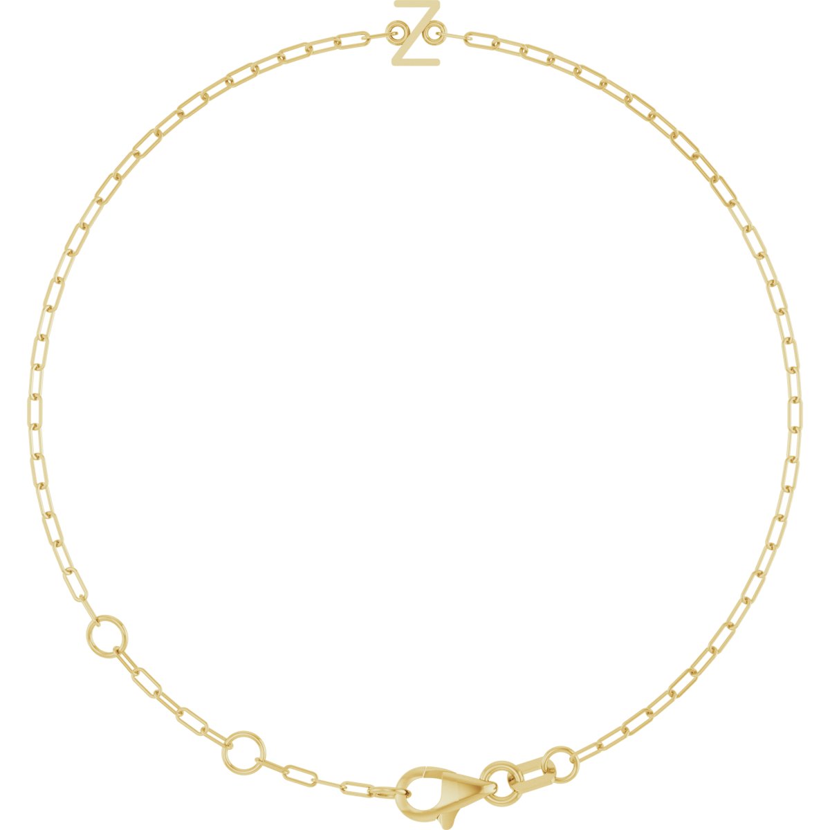 14K Yellow Sans Serif Initial Z 6 1/2-7 1/2 Bracelet