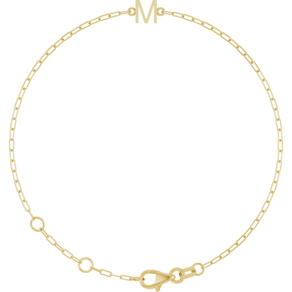 14K Yellow Sans Serif Initial M 6 1/2-7 1/2 Bracelet