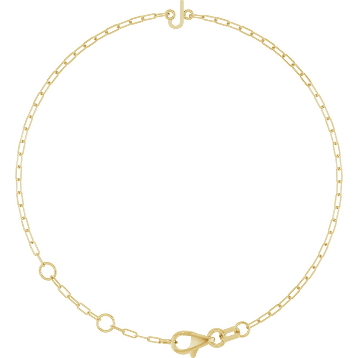 14K Yellow Sans Serif Initial J 6 1/2-7 1/2 Bracelet