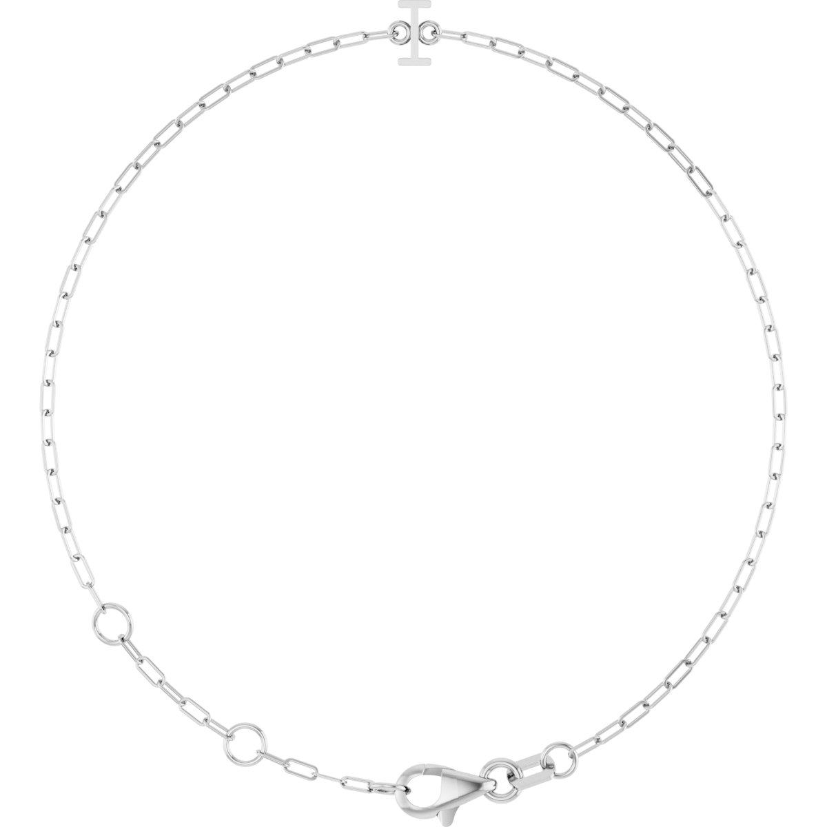 Sterling Silver Sans Serif Initial I 6 1/2-7 1/2 Bracelet