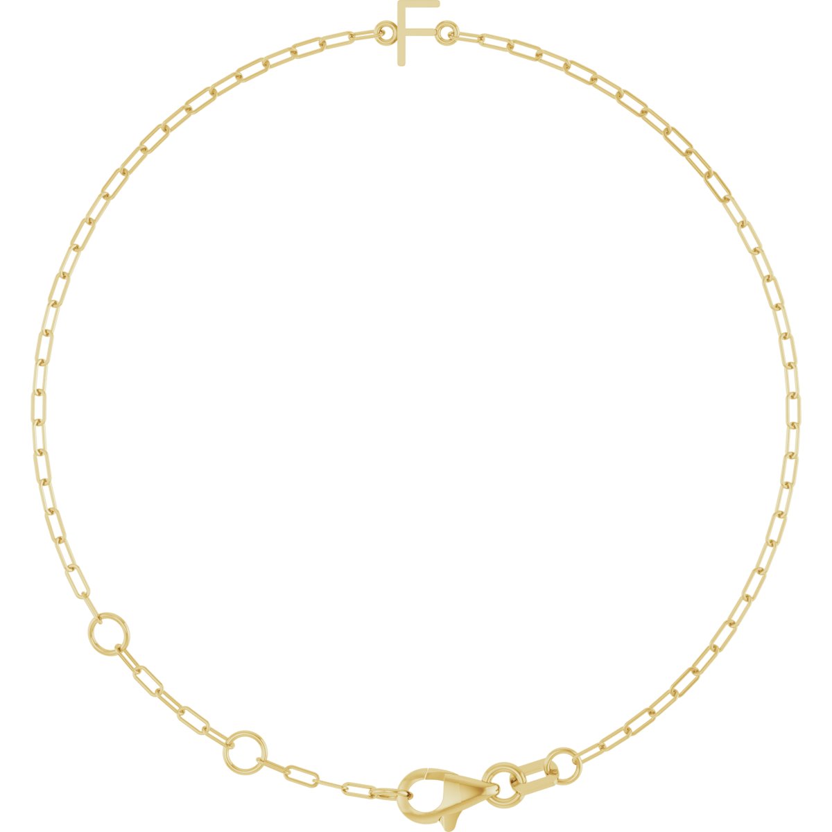 14K Yellow Sans Serif Initial F 6 1/2-7 1/2 Bracelet