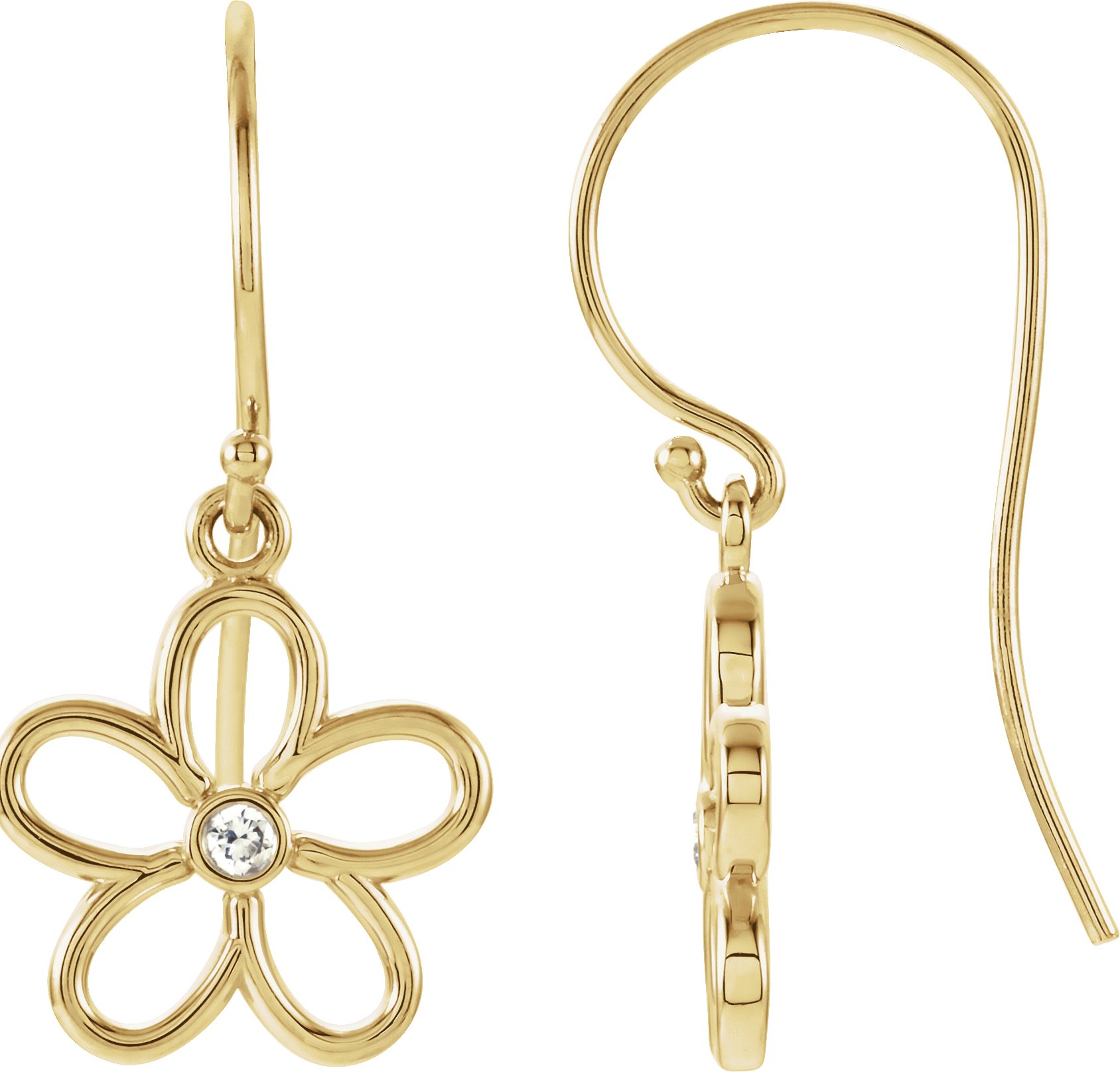 14K Yellow .06 CTW Diamond Flower Earrings Ref 5059340