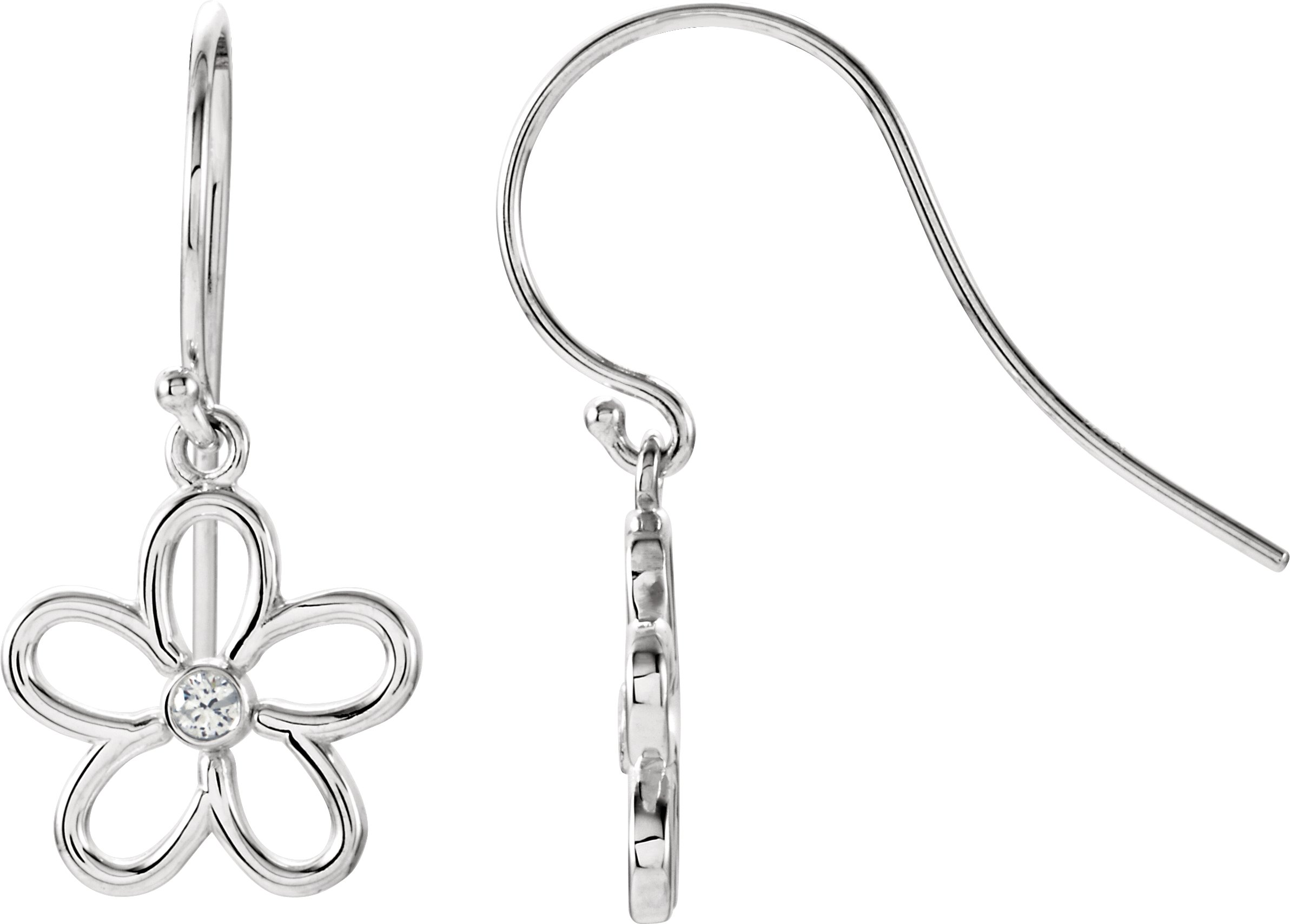 Sterling Silver .06 CTW Natural Diamond Flower Earrings