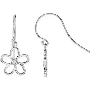 Sterling Silver .06 CTW Diamond Flower Earrings