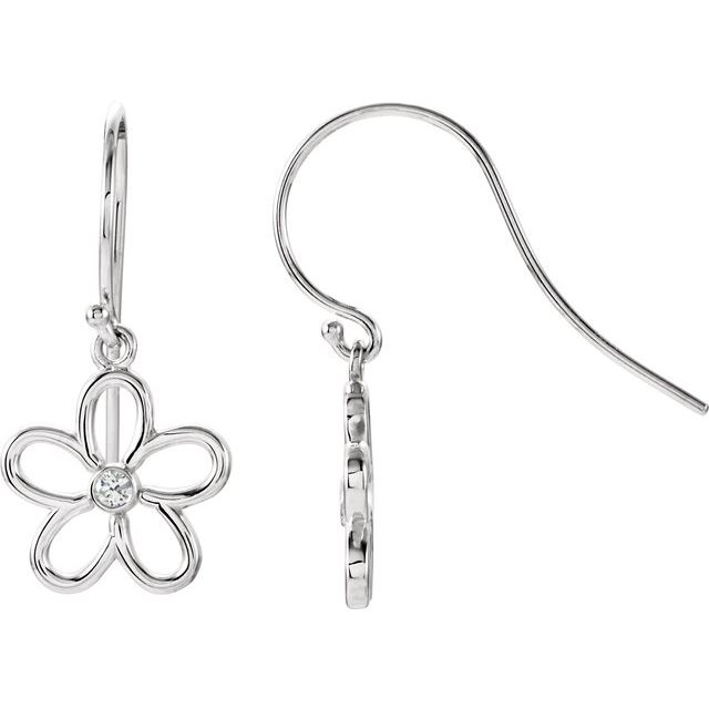 Sterling Silver .06 CTW Natural Diamond Flower Earrings