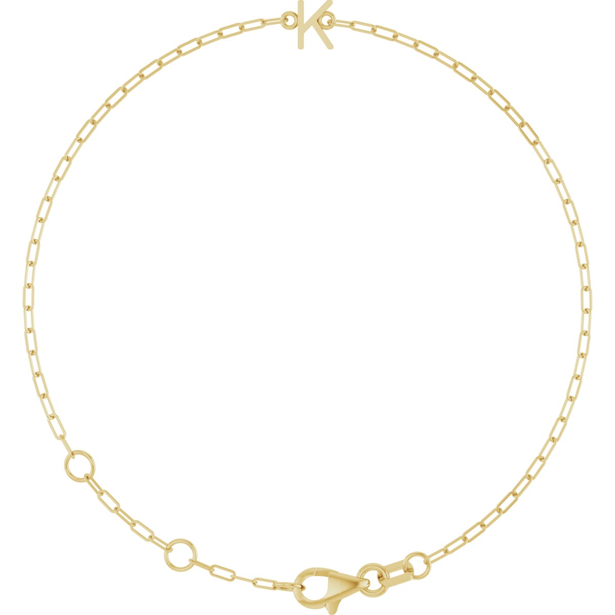 14K Yellow Sans Serif Initial K 6 1/2-7 1/2 Bracelet