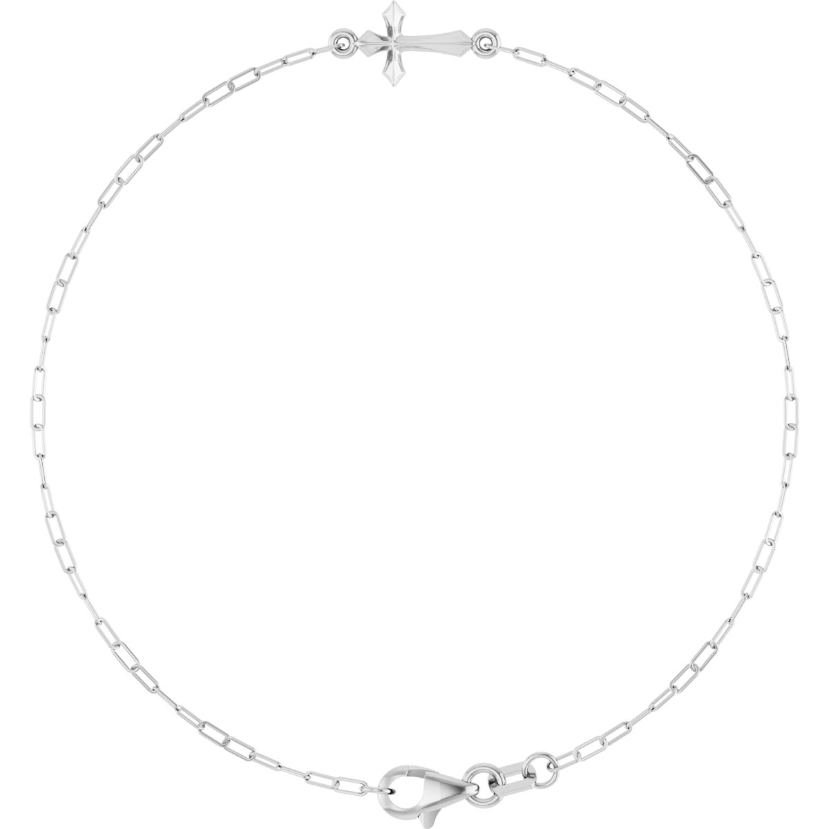 Sterling Silver Sideways Cross 7 Bracelet