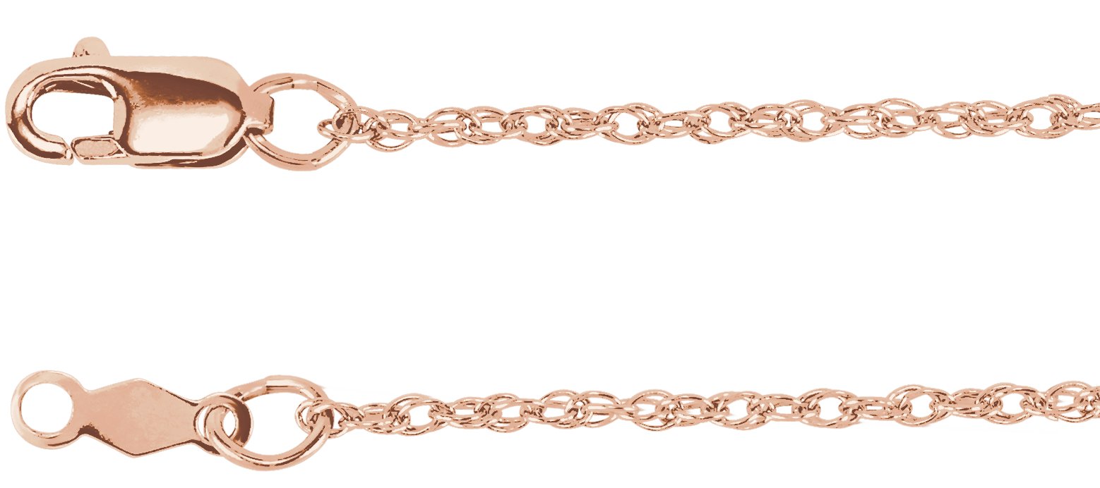 14K Rose 1.25 mm Rope 24" Chain