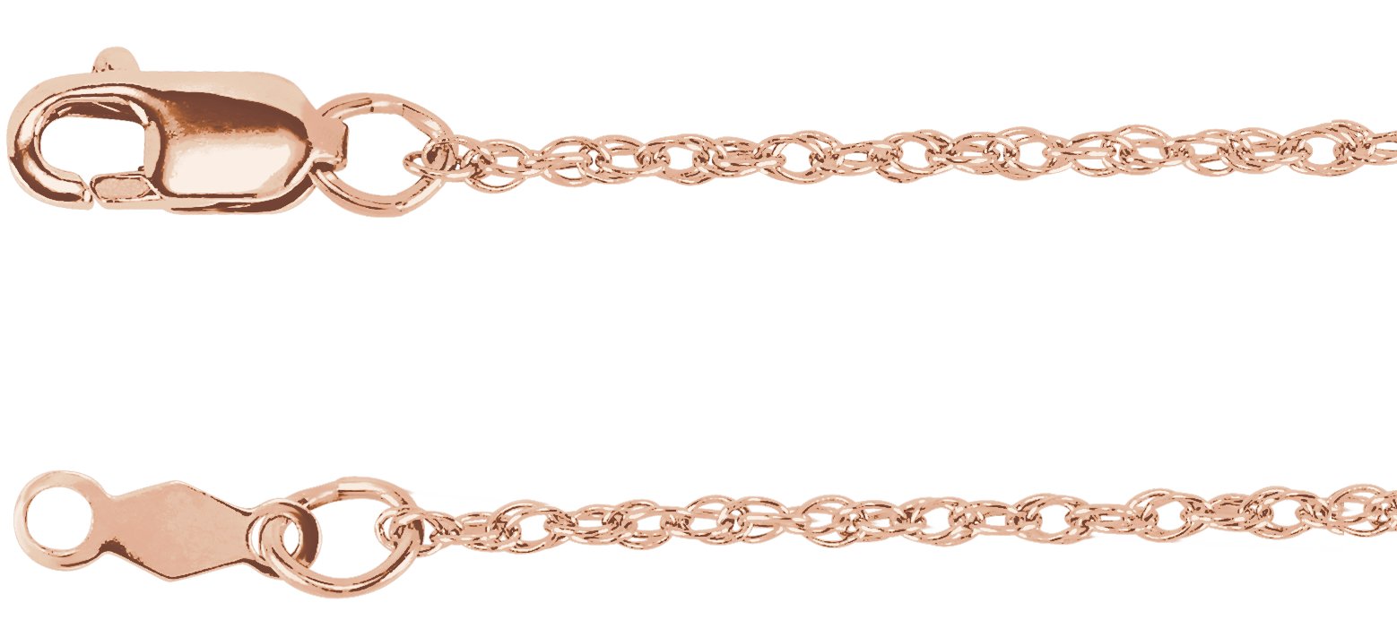 18K Rose 1.25 mm Rope Per Inch Chain 