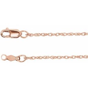 18K Rose 1.25 mm Rope 16" Chain
