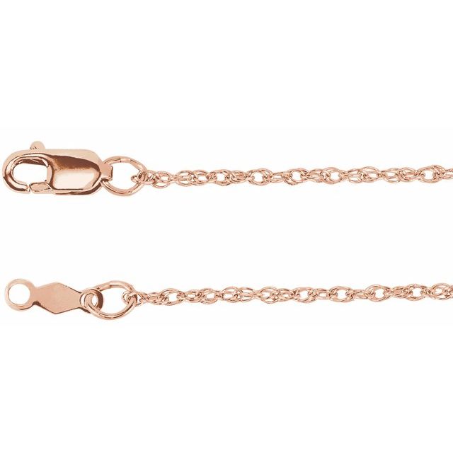 10K Rose 1.25 mm Rope 20" Chain 