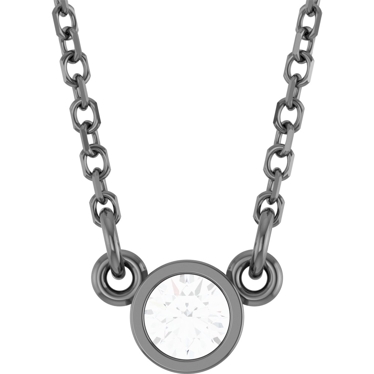 Rhodium-Plated Sterling Silver Natural White Sapphire Solitaire 16 Necklace 