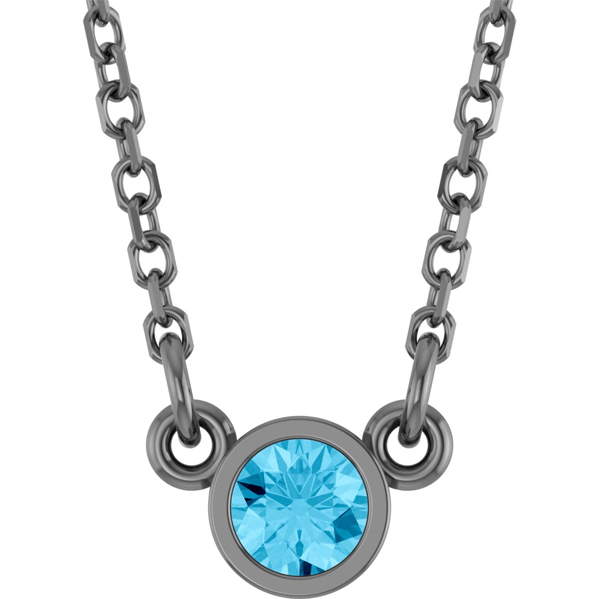 14K Yellow Natural Aquamarine Solitaire 16" Necklace 