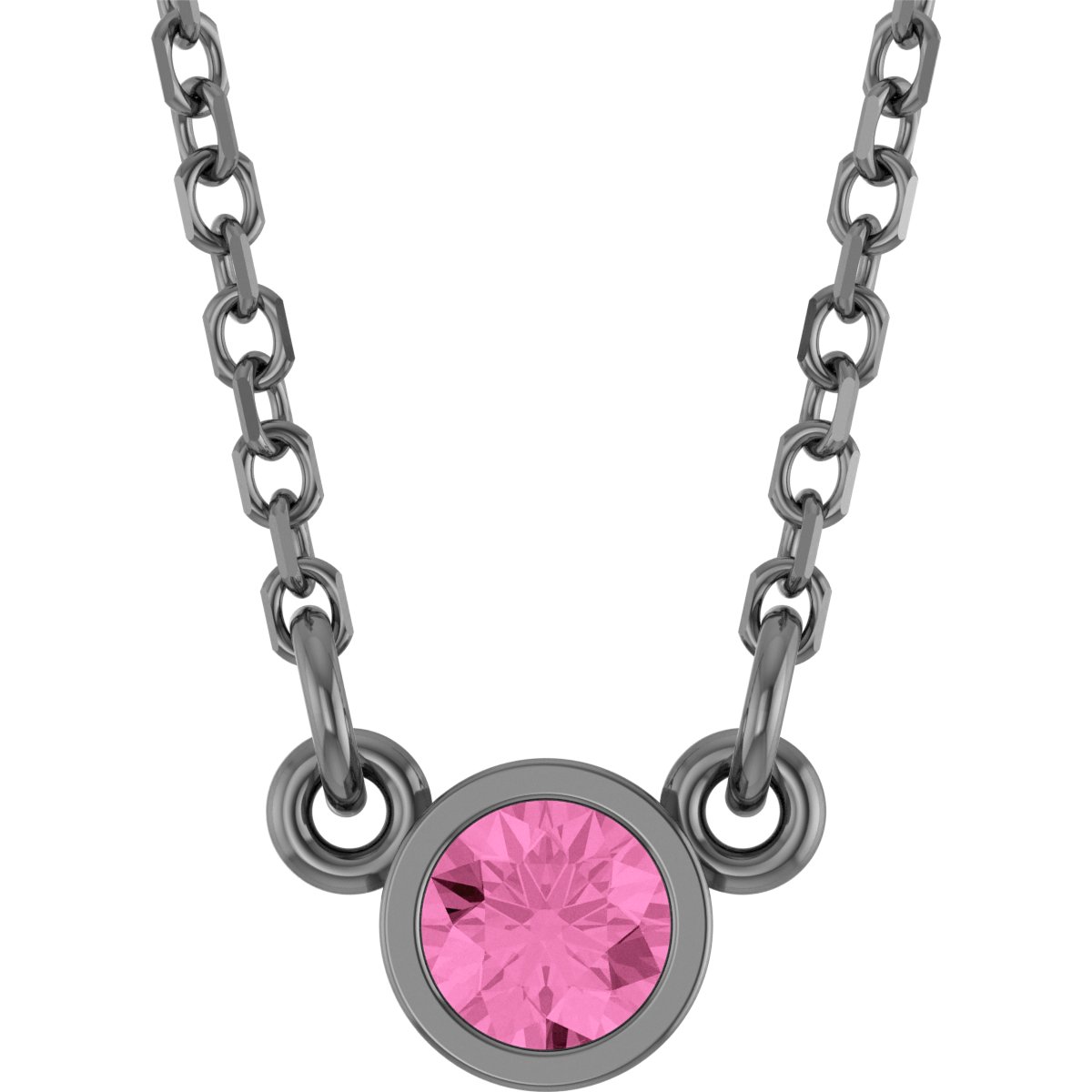 14K White Natural Pink Sapphire Solitaire 18 Necklace 