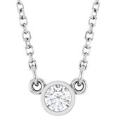 14K White 1/10 CT Lab Grown Diamond Solitaire Necklace