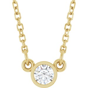14K Yellow 1/10 CT Natural Diamond Solitaire 18" Necklace 
