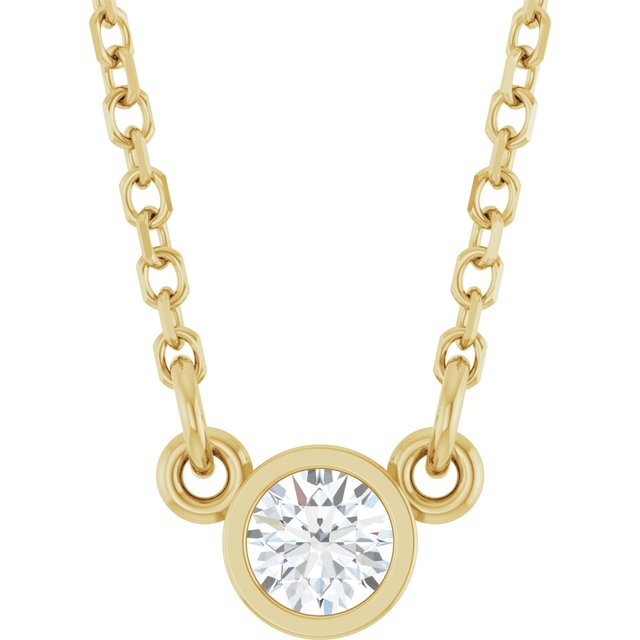 14K Yellow 1/10 CT Natural Diamond Solitaire 18 Necklace 