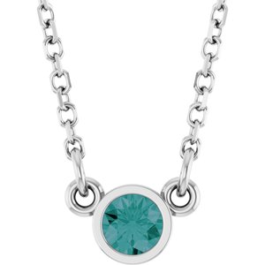 Rhodium-Plated Sterling Silver Lab-Grown Alexandrite Solitaire 16" Necklace 
