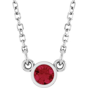 Sterling Silver 4 mm Round Imitation Ruby Bezel-Set Solitaire 16 Sterling Silver 4 mm Round Imitation Ruby Bezel-Set Solitaire 16