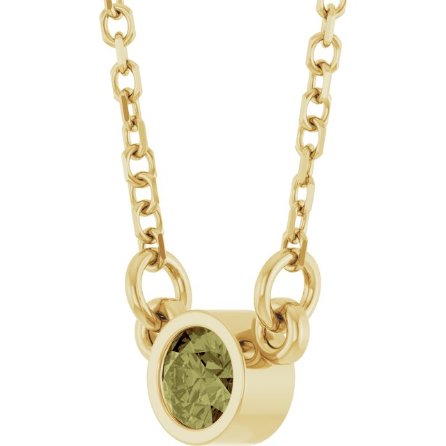 14K Yellow Natural Green Sapphire Solitaire 18 Necklace 