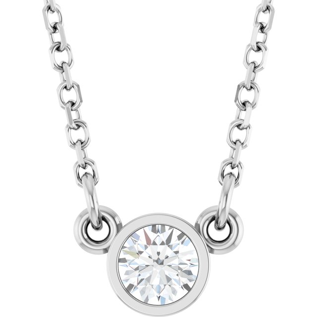 14K White 1/6 CT Natural Diamond Solitaire 18 Necklace 