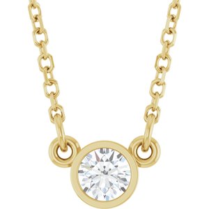 14K Yellow 1/6 CT Natural Diamond Solitaire 18" Necklace 