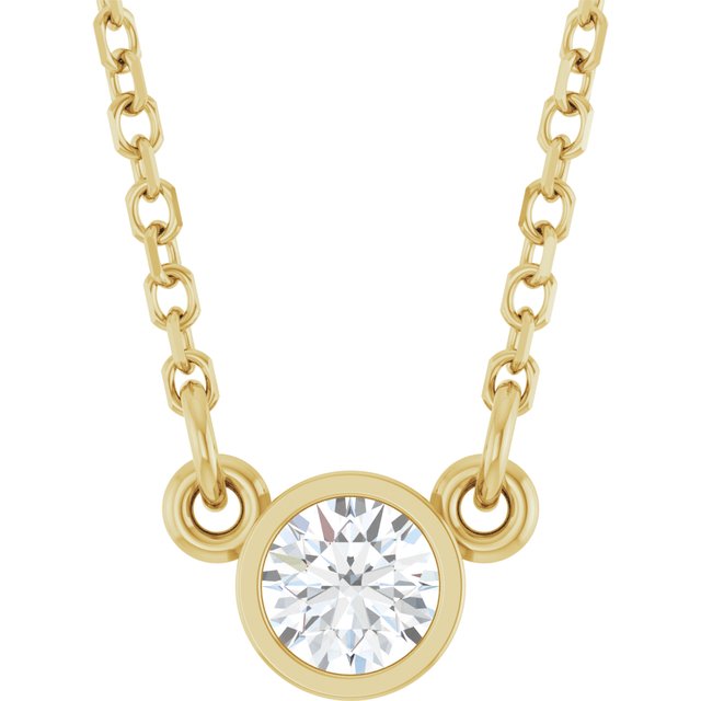 14K Yellow 1/6 CT Natural Diamond Solitaire 18 Necklace 