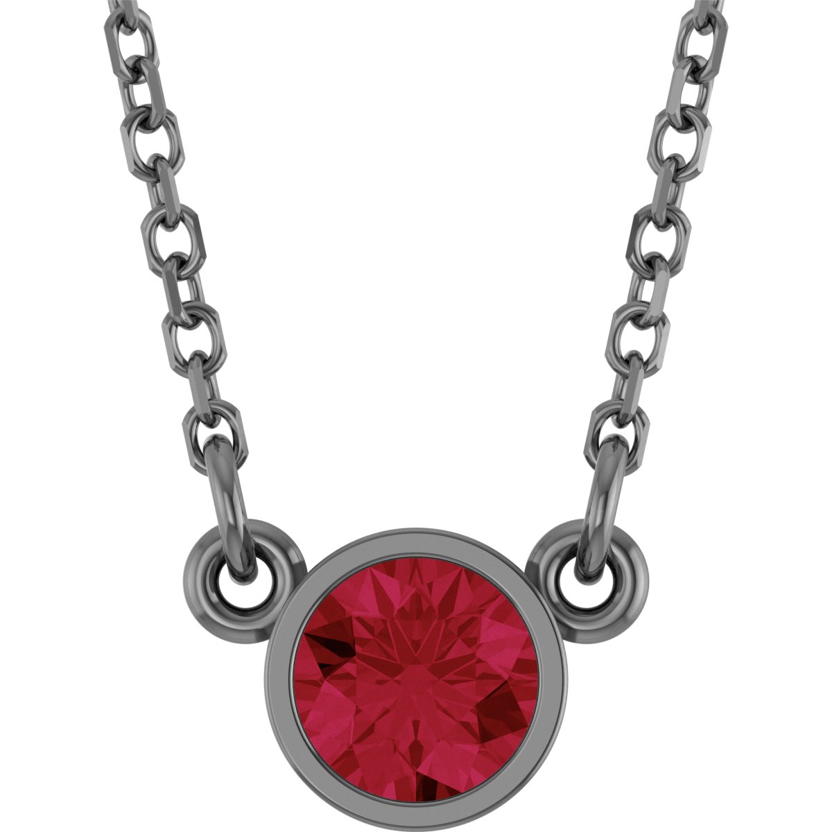 14K Yellow Natural Ruby Solitaire 16" Necklace 