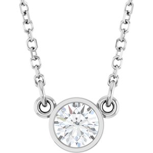 Rhodium-Plated Sterling Silver Imitation Diamond Solitaire 16" Necklace 