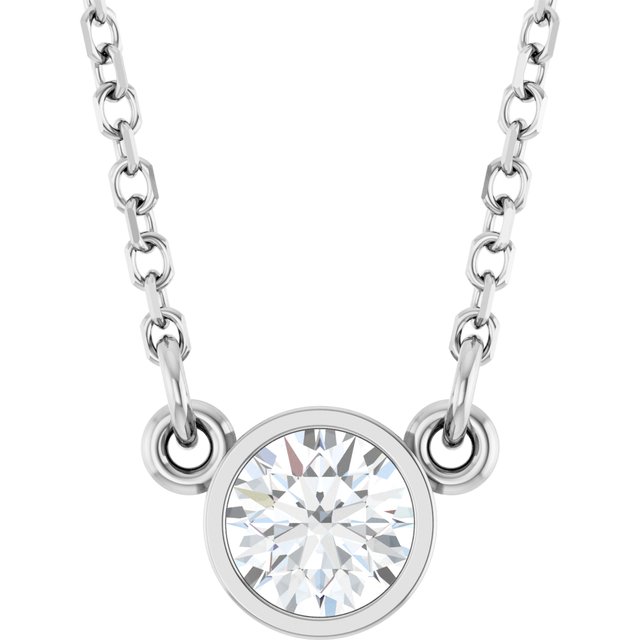 Sterling Silver Stuller Lab-Grown Moissanite Solitaire 18 Necklace 