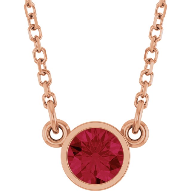 14K Rose Lab-Grown Ruby Solitaire 16