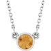 Rhodium-Plated Sterling Silver Imitation Citrine Solitaire 16