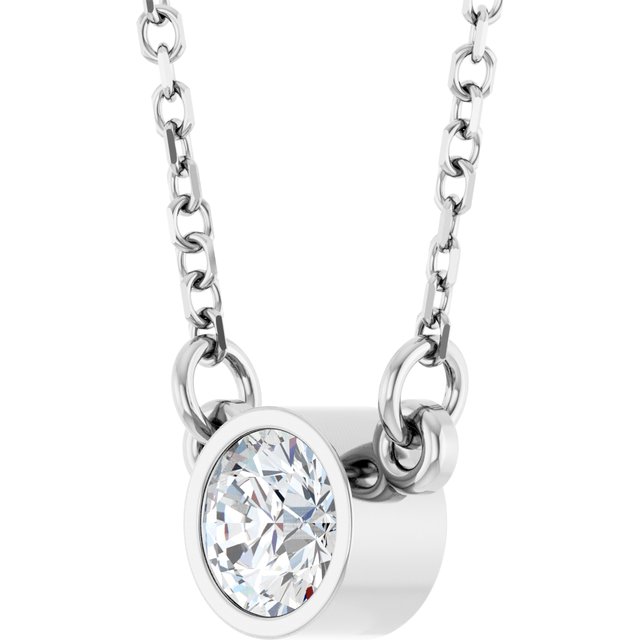 Rhodium-Plated Sterling Silver Imitation Diamond Solitaire 16 Necklace 