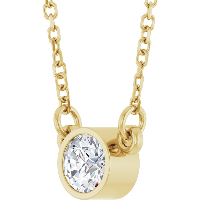 14K Yellow Stuller Lab-Grown Moissanite Solitaire 18 Necklace 