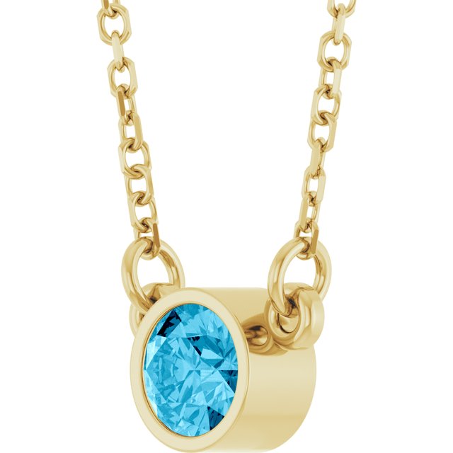 14K Yellow Natural Aquamarine Solitaire 16 Necklace 