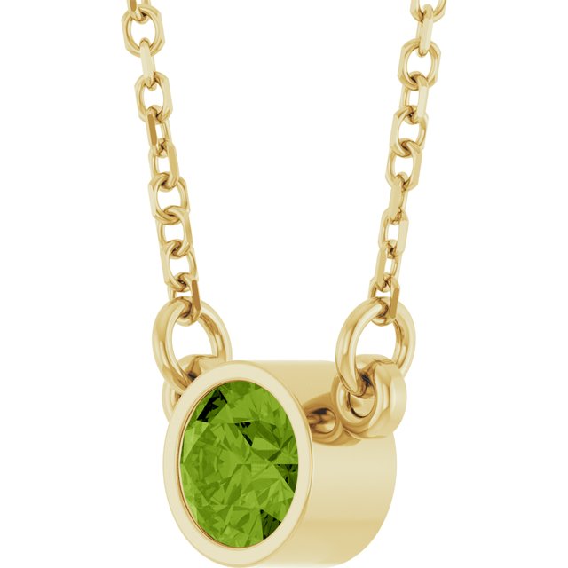 14K Yellow Natural Peridot Solitaire 16 Necklace 