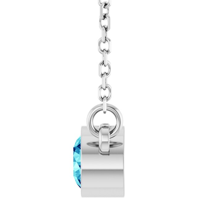 14K White Natural Blue Zircon Solitaire 16 Necklace 