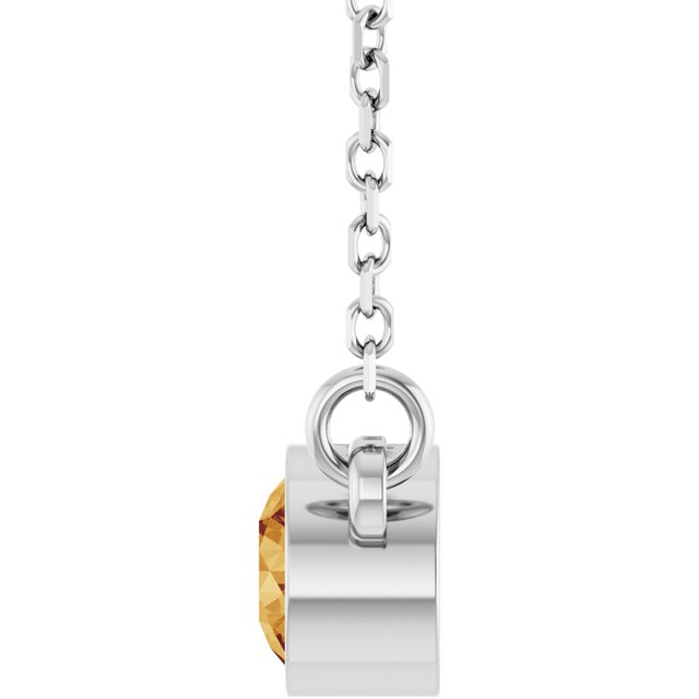 Rhodium-Plated Sterling Silver Natural Citrine Solitaire 16 Necklace 
