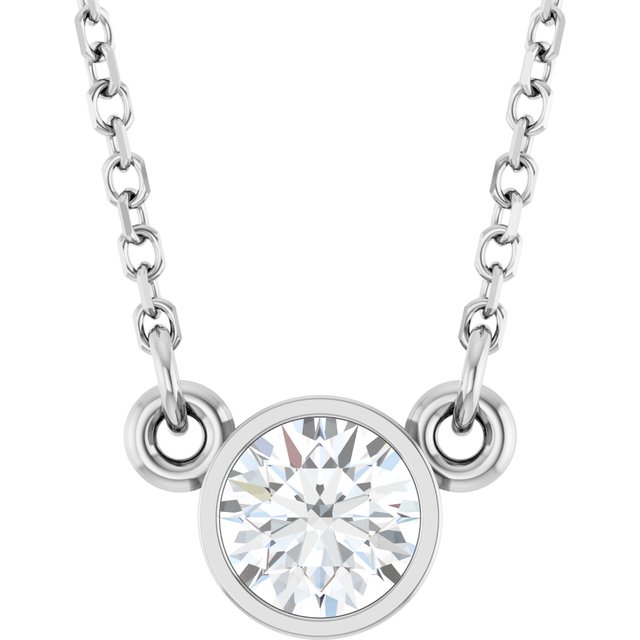 14K White 1/3 CT Natural Diamond Solitaire 18" Necklace 