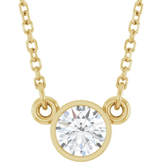 14K Yellow 1/3 CT Natural Diamond Solitaire 18" Necklace 