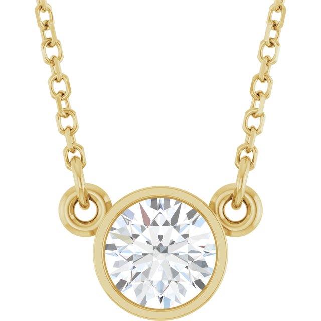 14K Yellow 1/2 CT Natural Diamond Solitaire 18 Necklace 