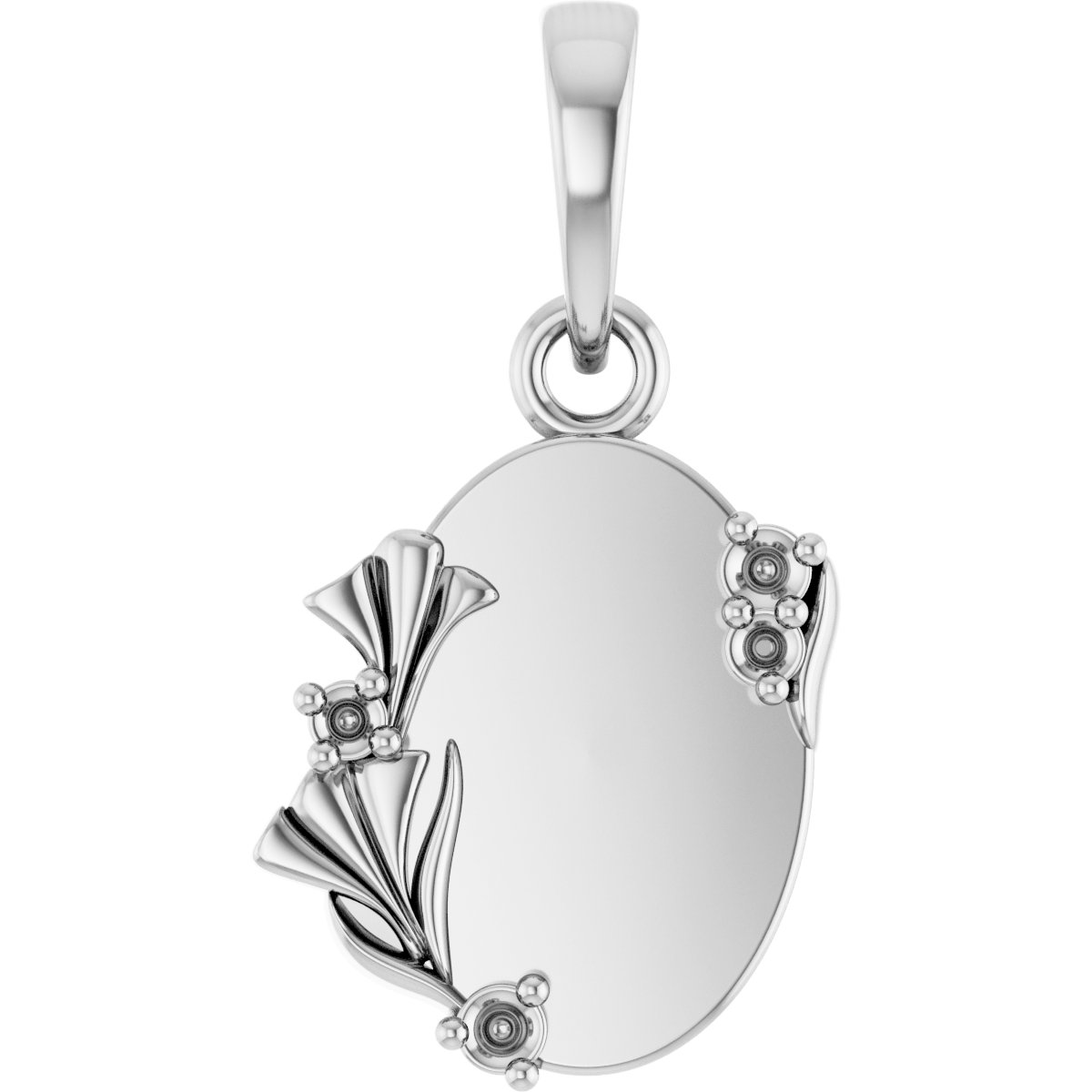 Accented Engravable Floral Necklace or Pendant