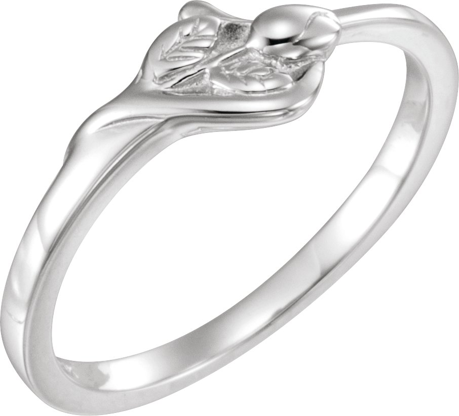 14K White The Unblossomed Rose® Ring Size 4  <br>(Size 4)