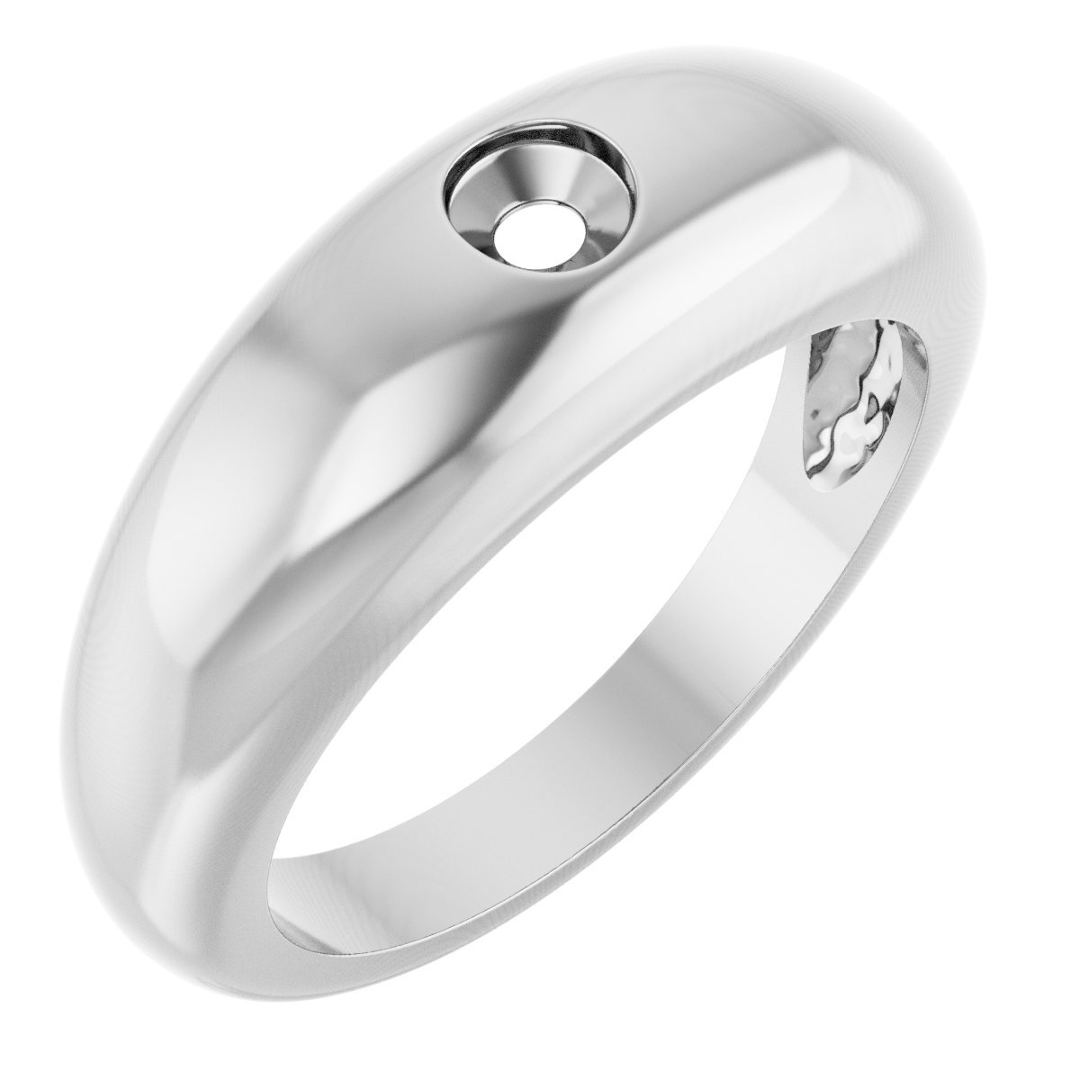 18k X1 White 4 Mm Round Dome Ring Mounting