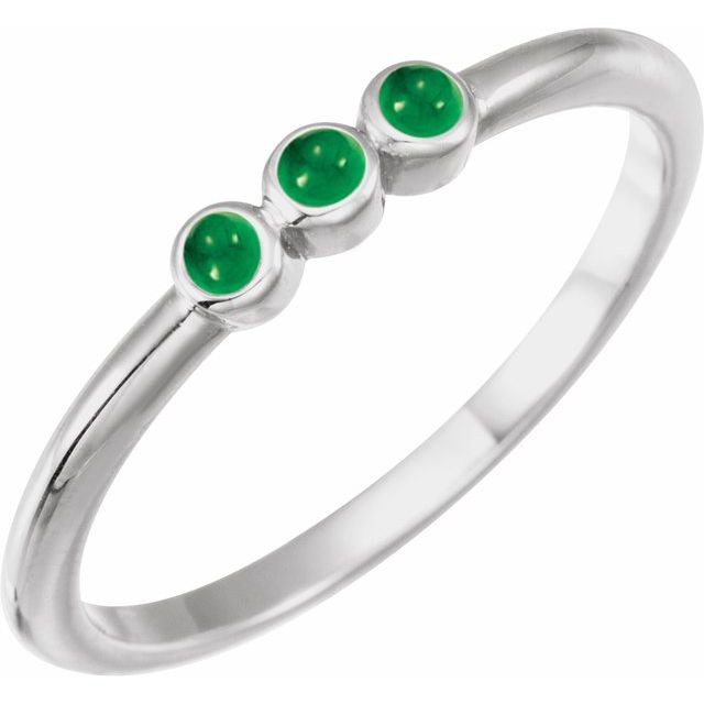 Platinum Natural Emerald Stackable Ring